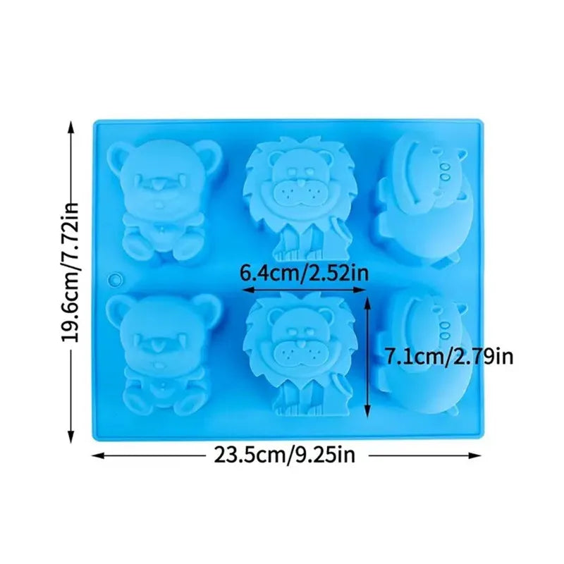 6 Cavity 3D Animal Silicone Mould Soap Chocolate Cake Candy Cookie Gummy