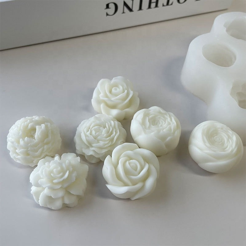 7 Cavity 3D Rose Flower Silicone Mould for Candle Making Soap Making Resin Art