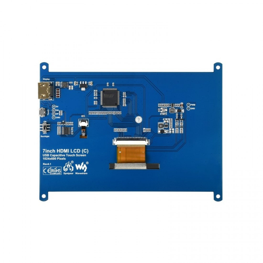 Waveshare 7inch 1024×600 HDMI, IPS, Low Power Capacitive LCD (C) Touch Screen