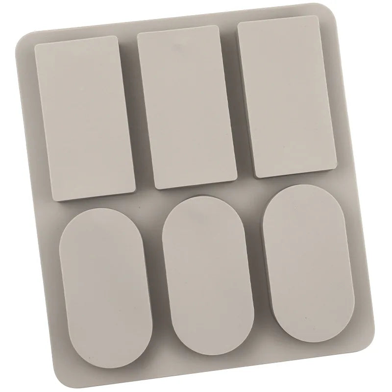 6 Cavity Silicone Mould for Rectangle and Oval Wax Sachets Soap Bars and DIY Craft Projects