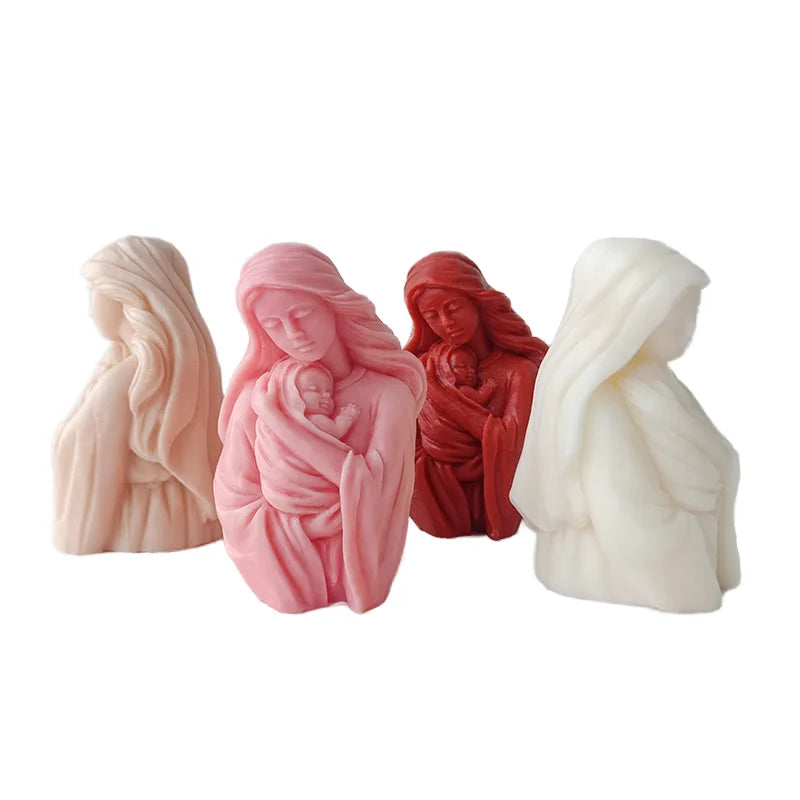 3D Mother and Baby Jesus Silicone Mould for Christmas Nativity Candle Making