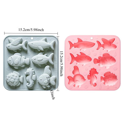 7 Cavity Marine Animal Silicone Mold Cake Decoration Jelly Ice Cube & DIY Crafts