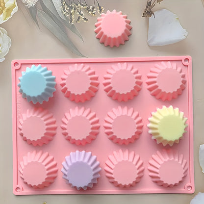 12 Cavity Fluted Cupcake Silicone Mold Cupcakes Chocolate Jelly Pudding Soap