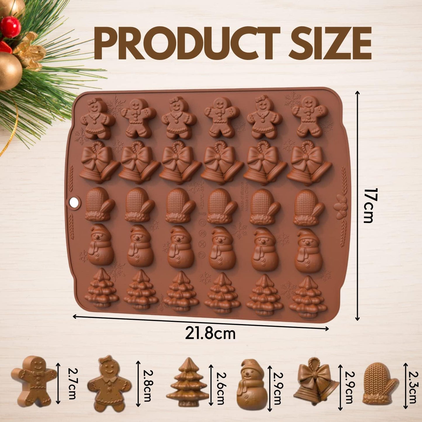 30 Cavity Multi Shape Christmas Theme Silicone Chocolate Candle Mold