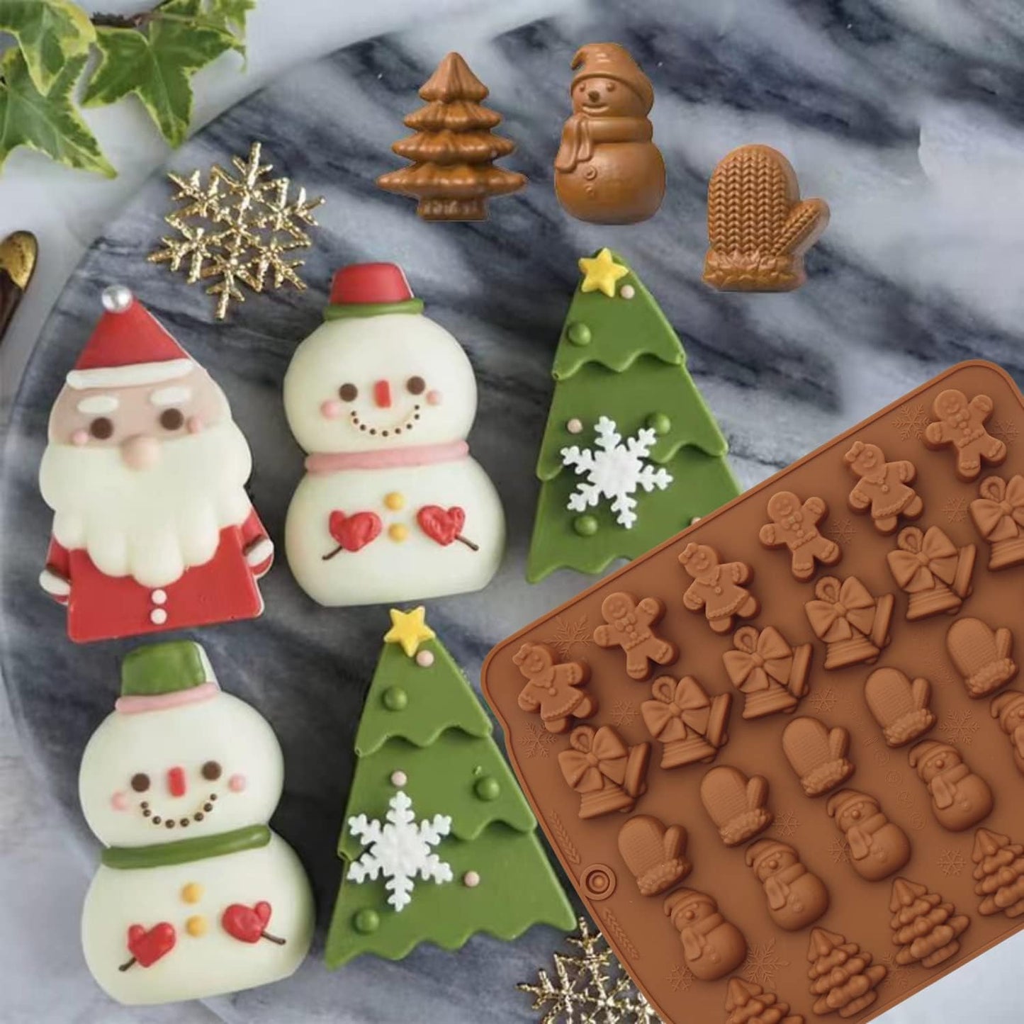 30 Cavity Multi Shape Christmas Theme Silicone Chocolate Candle Mold