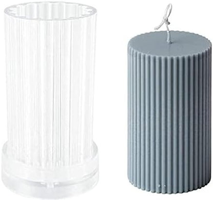 3D Round Ribbed Pillar Polycarbonate Candle Mold Long Lasting Candle Output