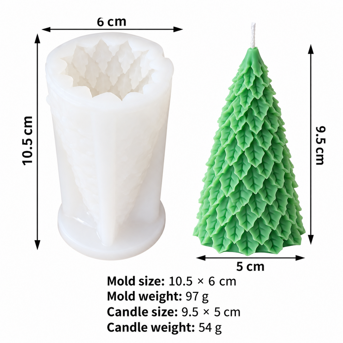 3D Christmas Pine Tree Silicone Candle Mould for DIY Holiday Decorations and Handmade Gifts