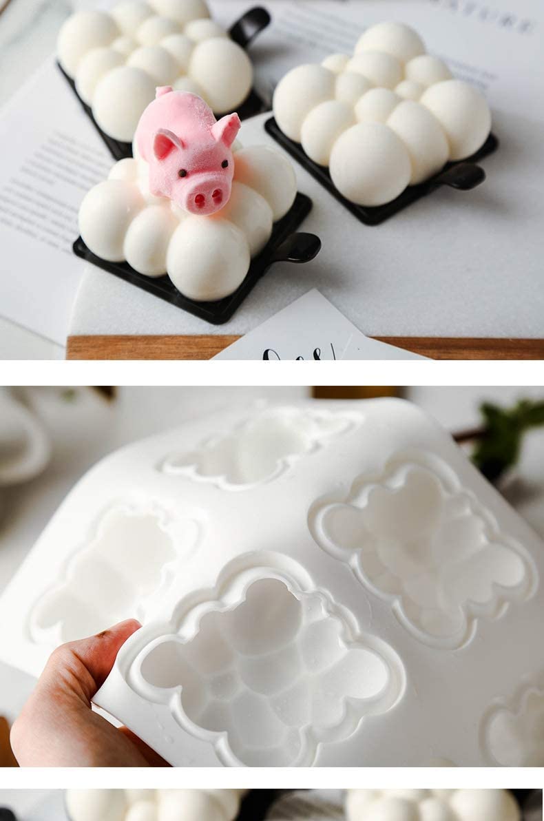 6 Cavity 3D Bubble Cloud Silicone Cake Mold Chocolate Pastry Jelly  Dessert Decoration