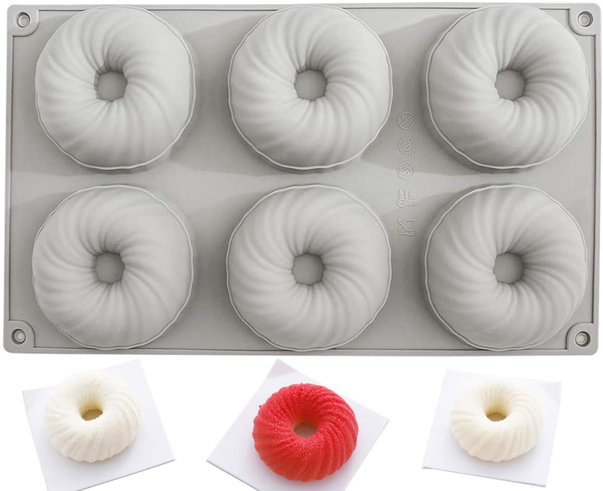 6 Cavity 3D Round Swirl Silicone Mousse Cake Mold Chocolate Pastry Pudding Jelly &Dessert