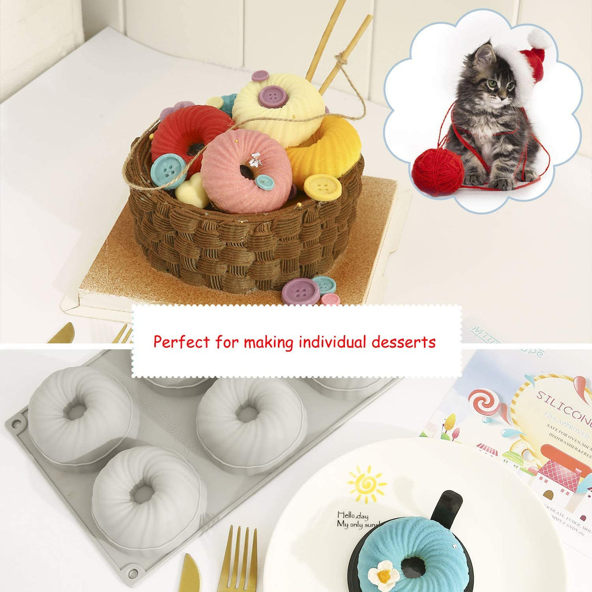 6 Cavity 3D Round Swirl Silicone Mousse Cake Mold Chocolate Pastry Pudding Jelly &Dessert