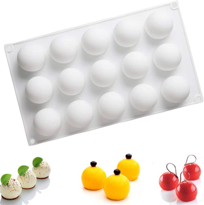 15 Cavity 3D Sphere Ball Silicone Mousse Cake Mold Chocolate Pastry Pudding