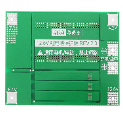 3S 40A BMS 11.1V 12V 12.6V 18650 Lithium Battery Protection Board with Balance Li-ion Lithium Battery Charger PCB BMS Lipo Cell Module for Drill Motor