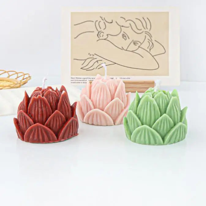 3D Lotus Flower Silicone Candle Mold DIY Wax Soap Resin & Home Decor