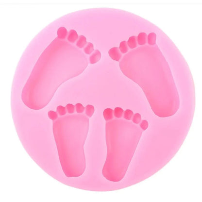 4 Cavity Baby Footprint Silicone Mold for Fondant Chocolate Cake Decoration Soap