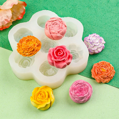 7 Cavity 3D Rose Flower Silicone Mould for Candle Making Soap Making Resin Art