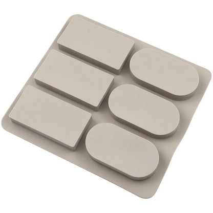 6 Cavity Silicone Mould for Rectangle and Oval Wax Sachets Soap Bars and DIY Craft Projects