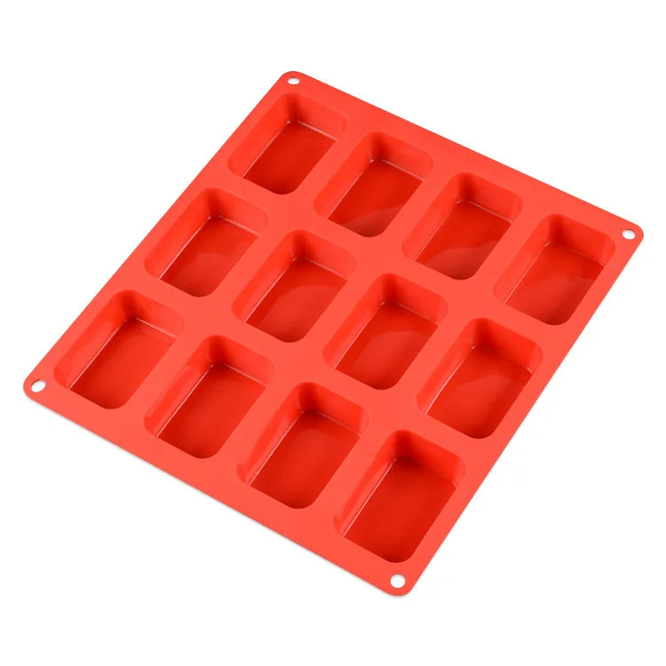 12 Cavity Large Rectangle Loaf Silicone Mould Handmade Soap Bath Bombs Candle Wax