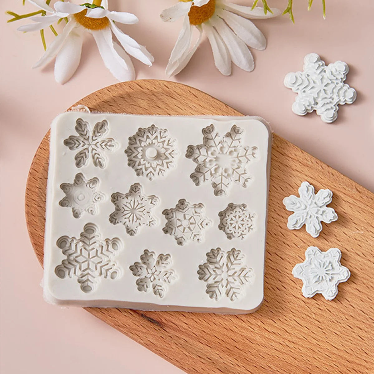 Winter Snowflake Silicone Mould for Chocolate Cookies Candy and Christmas Cake Decorations