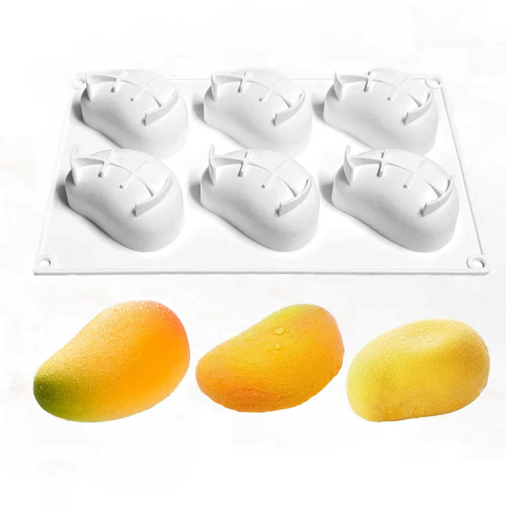 6 Cavity Mango Shape Silicone Mould Pastry Chocolate Ice Cream Jelly Pudding