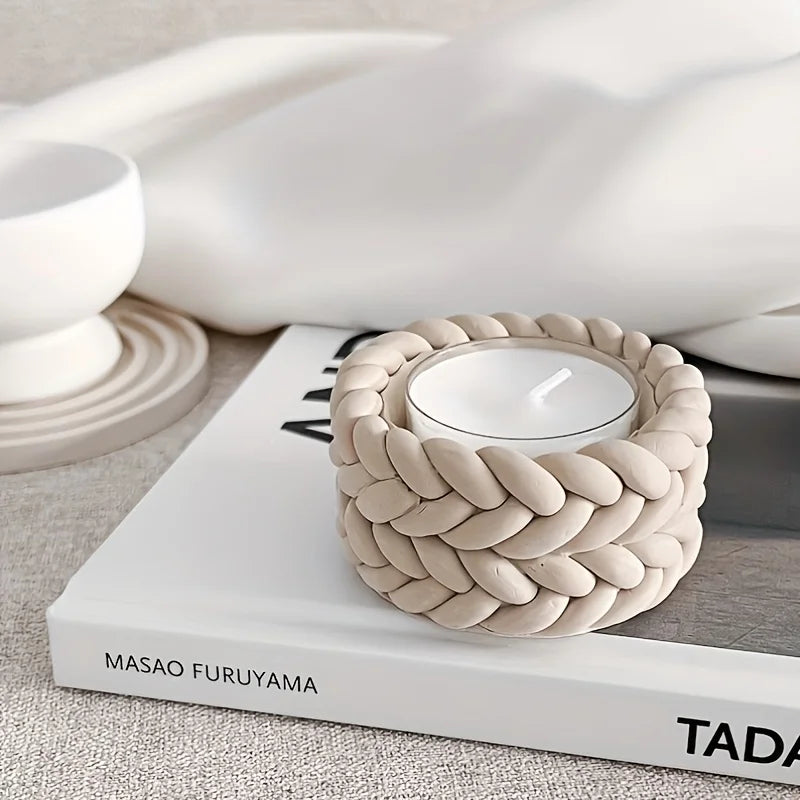 Rope Candle Holder Silicone Mold for Plaster Resin Epoxy Cement Jesmonite