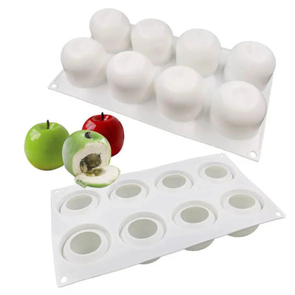 8 Cavity Apple Shape Silicone Mould Pastry Pudding Ice Cream & Frozen Desserts