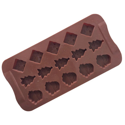 15 cavity Christmas Silicone Chocolate Mould Tray for Santa Hat Christmas Tree Candy Making