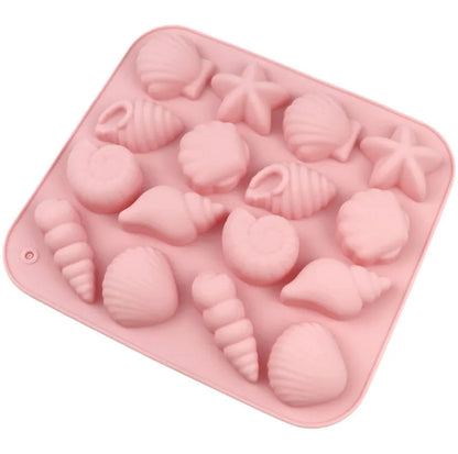 16 Cavity Sea Shell Silicone Mold Cake Decoration Jelly Soap Resin Candle