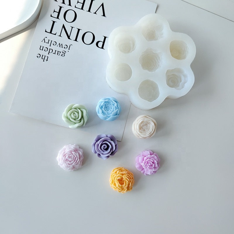 7 Cavity 3D Rose Flower Silicone Mould for Candle Making Soap Making Resin Art