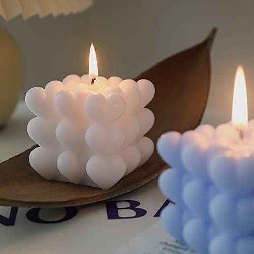 3D 2 Cavity Heart Bubble Cube Candle Mold Food Grade Silicone Bubble Candle Mold DIY