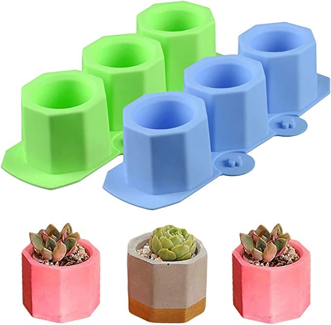 3 Cavity Hexagonal Silicone Mould for Candle Making Mini Planters Resin Art and DIY Crafts