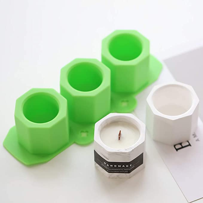 3 Cavity Hexagonal Silicone Mould for Candle Making Mini Planters Resin Art and DIY Crafts
