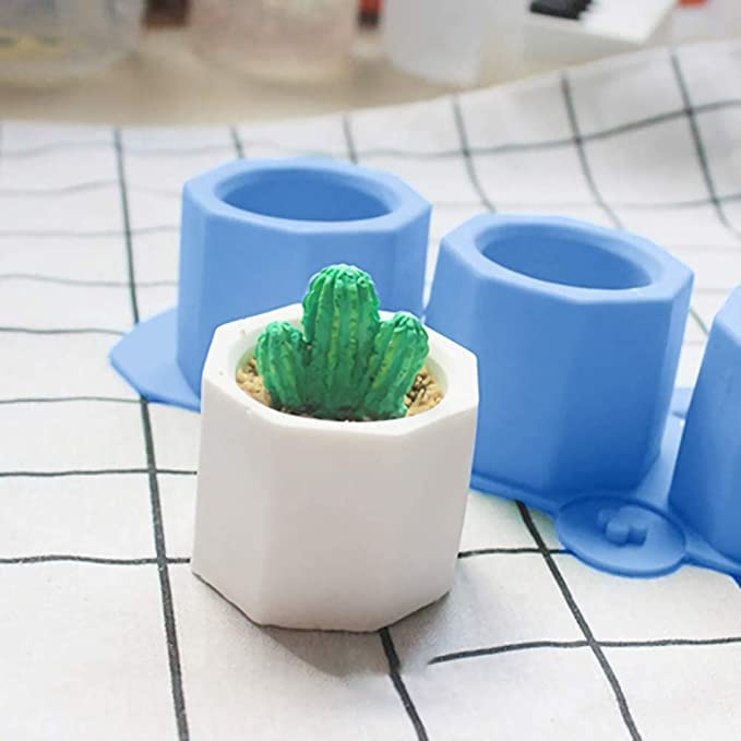 3 Cavity Hexagonal Silicone Mould for Candle Making Mini Planters Resin Art and DIY Crafts