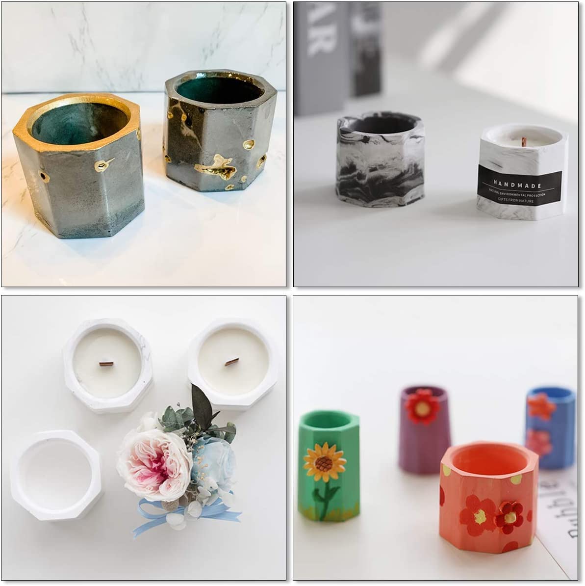 3 Cavity Hexagonal Silicone Mould for Candle Making Mini Planters Resin Art and DIY Crafts