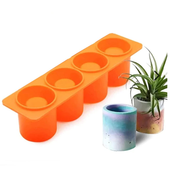 4 Cavity Round Silicone Mould for Mini Planters Candle Making Resin Art and DIY Craft Projects