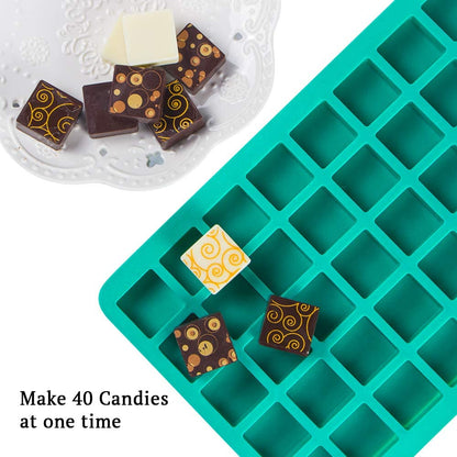 40 Cavity Square Silicone Chocolate & Candy Mold for Soap Jelly Ice Cubes