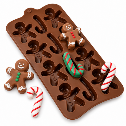 12 cavity Christmas Gingerbread Man Silicone Chocolate Mould for Cookies Candy Fondant