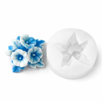3D Blue Flower Topping Silicone Mold for Candle Making Realistic Floral Bouquet Mould for DIY Soap