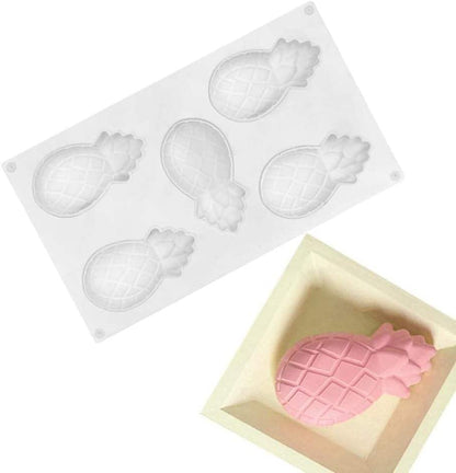 5 Cavity Pineapple Silicone Mold for Mousse Cake Chocolate Candy Jelly Ice Cream