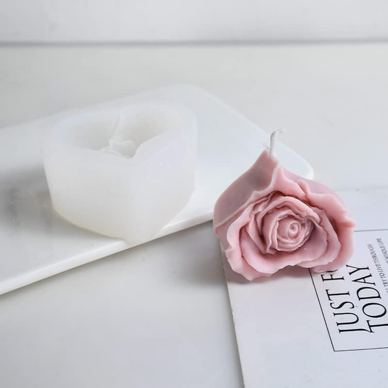 Rose in Heart Shape Silicone Candle Mould Scented Candles Aroma Candles, DIY Crafts