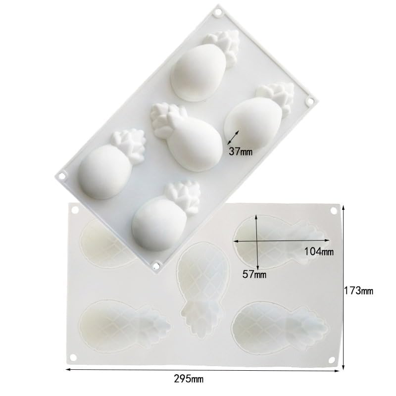 5 Cavity Pineapple Silicone Mold for Mousse Cake Chocolate Candy Jelly Ice Cream