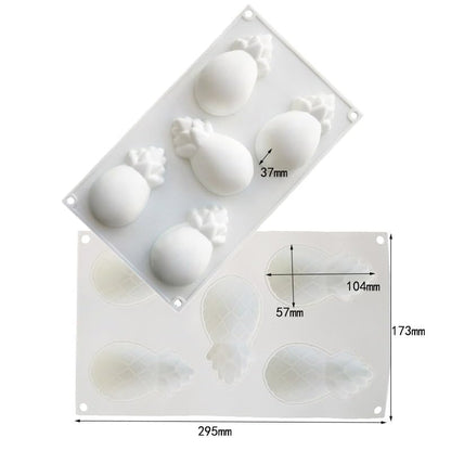 5 Cavity Pineapple Silicone Mold for Mousse Cake Chocolate Candy Jelly Ice Cream