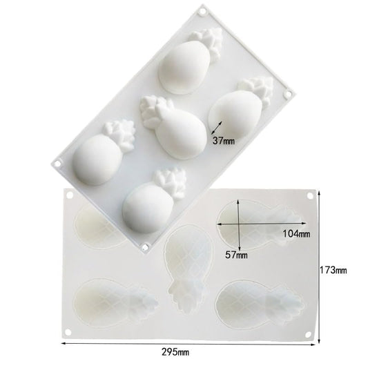 5 Cavity Pineapple Silicone Mold for Mousse Cake Chocolate Candy Jelly Ice Cream