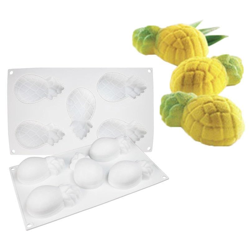 5 Cavity Pineapple Silicone Mold for Mousse Cake Chocolate Candy Jelly Ice Cream
