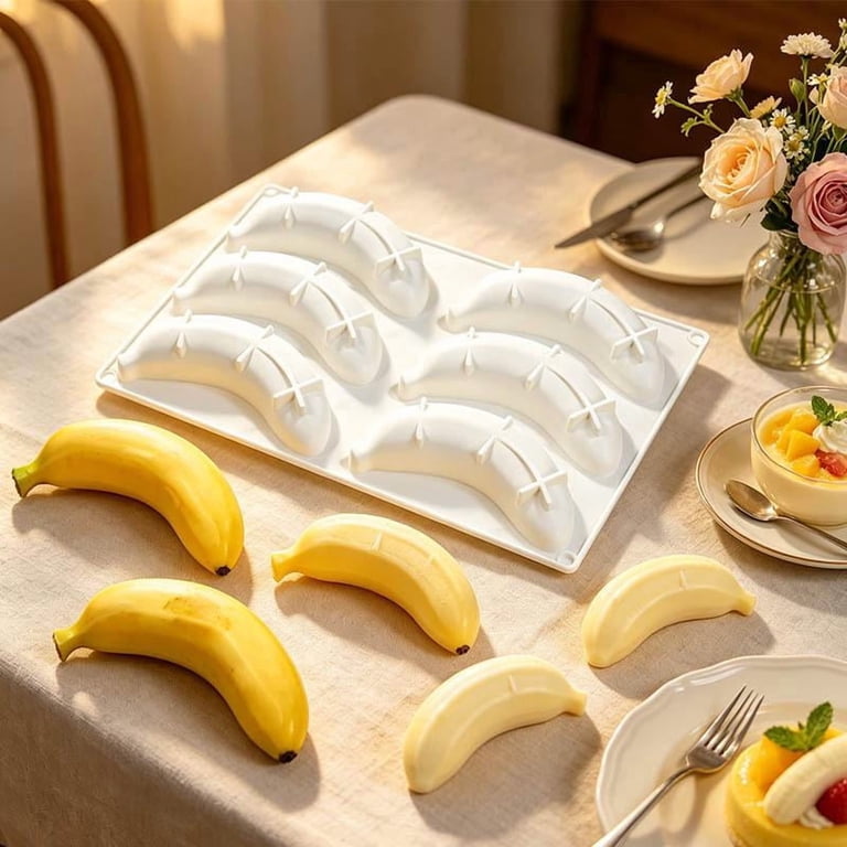 6 cavity Banana Shaped Silicone Mould Dessert Chocolate Jelly Pudding Ice Cream