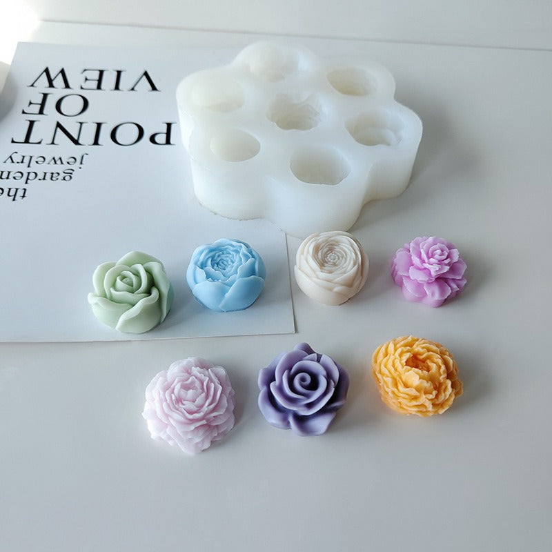 7 Cavity 3D Rose Flower Silicone Mould for Candle Making Soap Making Resin Art