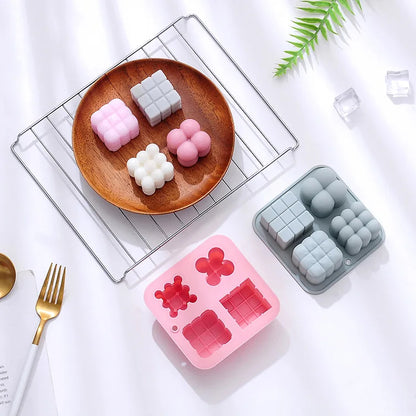 4 Cavity 3D Multi-Shape Silicone Candle Mold  DIY Candles Soap & Crafts