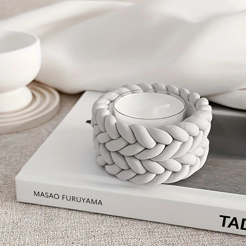 Rope Candle Holder Silicone Mold for Plaster Resin Epoxy Cement Jesmonite