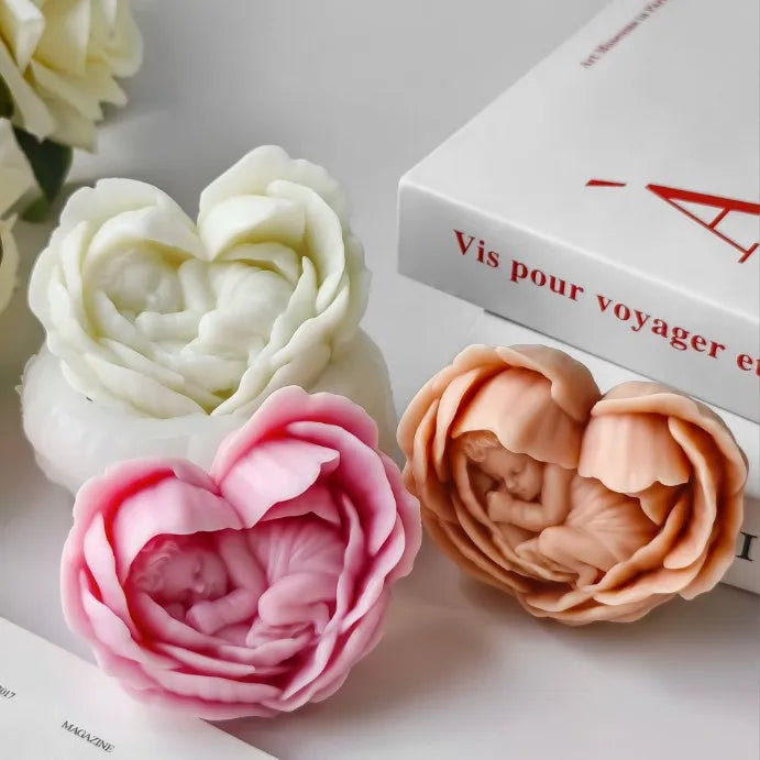 3D Heart Baby Rose Silicone Candle Mold DIY Scented Candles Decorative Gifts & Home Décor