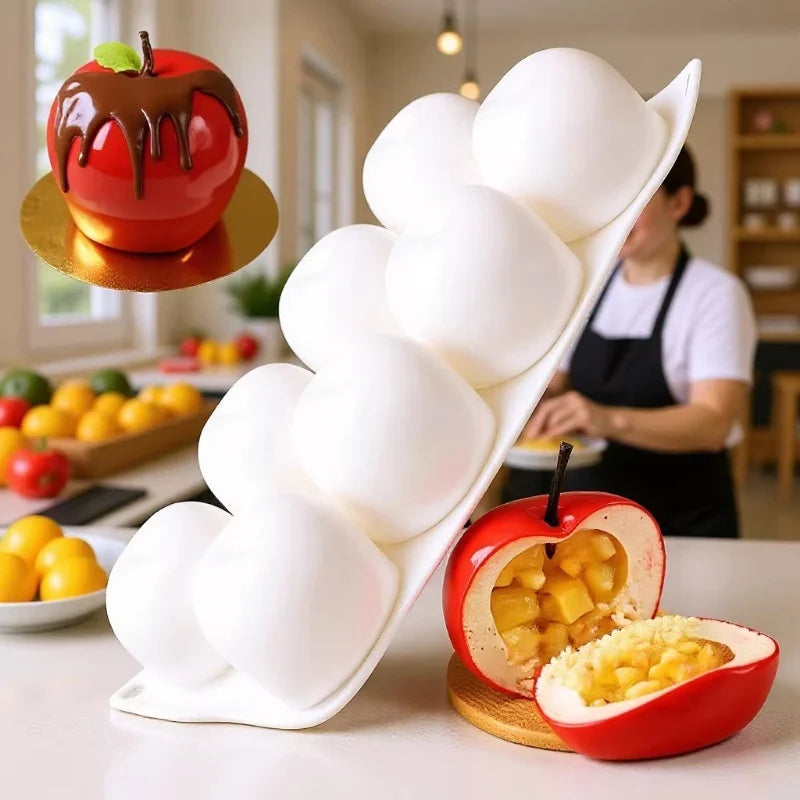8 Cavity Apple Shape Silicone Mould Pastry Pudding Ice Cream & Frozen Desserts