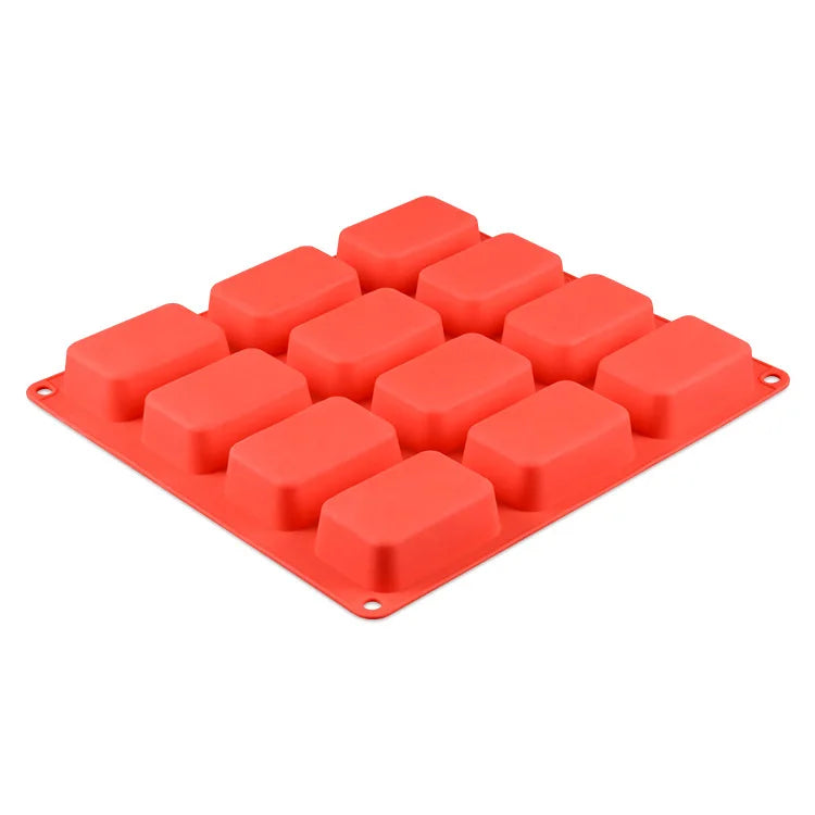 12 Cavity Large Rectangle Loaf Silicone Mould Handmade Soap Bath Bombs Candle Wax